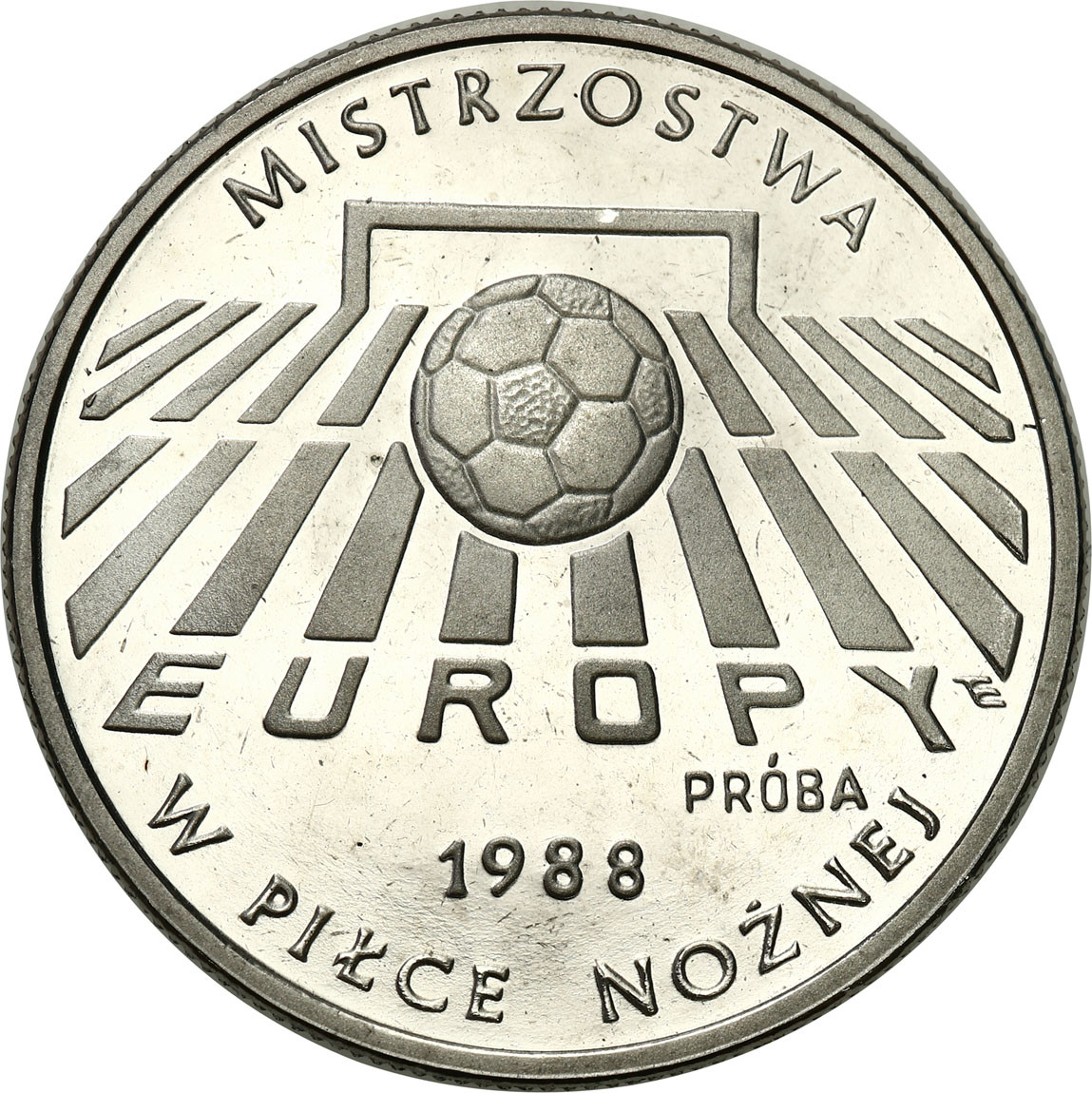 PRL. PRÓBA Nikiel 200 złotych 1987 - Mistrzostwa Europy w piłce nożnej `88